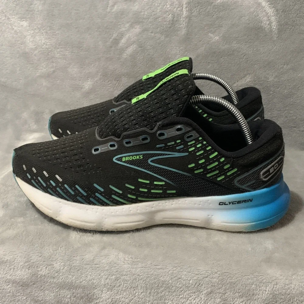Brooks Glycerin 20 Men's Running Shoes 10 Black Blue Green Athletic Sneakers‎